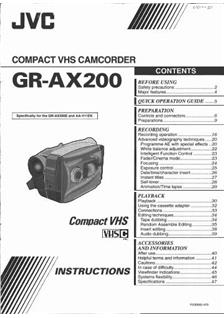 JVC GR AX 200 manual. Camera Instructions.